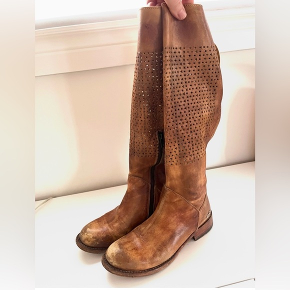Free People Shoes - Free People Soft Distressed Brown Leather Knee-High Boots